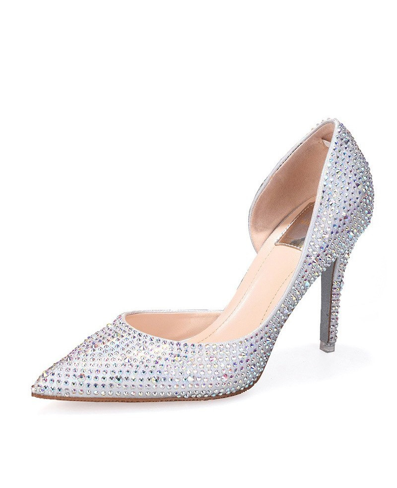 Sparkle Wedding Shoes
 Cinderella Silver Sparkly Wedding Shoes With Ribbon ALA