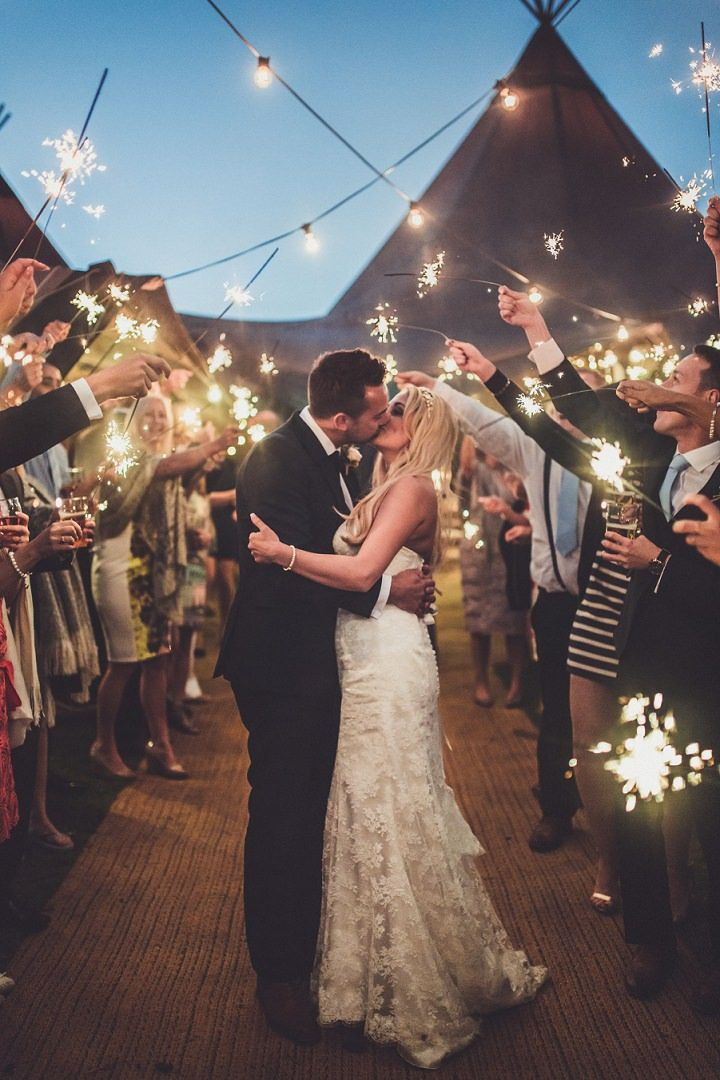 Sparklers For Wedding Ceremony
 Cheshire Tipi Wedding at Hill Top Farm By Claire Penn
