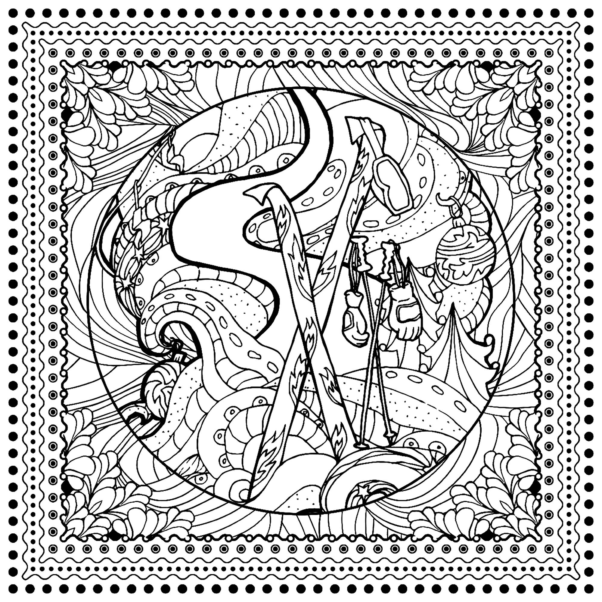 Sports Coloring Books For Adults
 Winter sports ilonitta Christmas Adult Coloring Pages