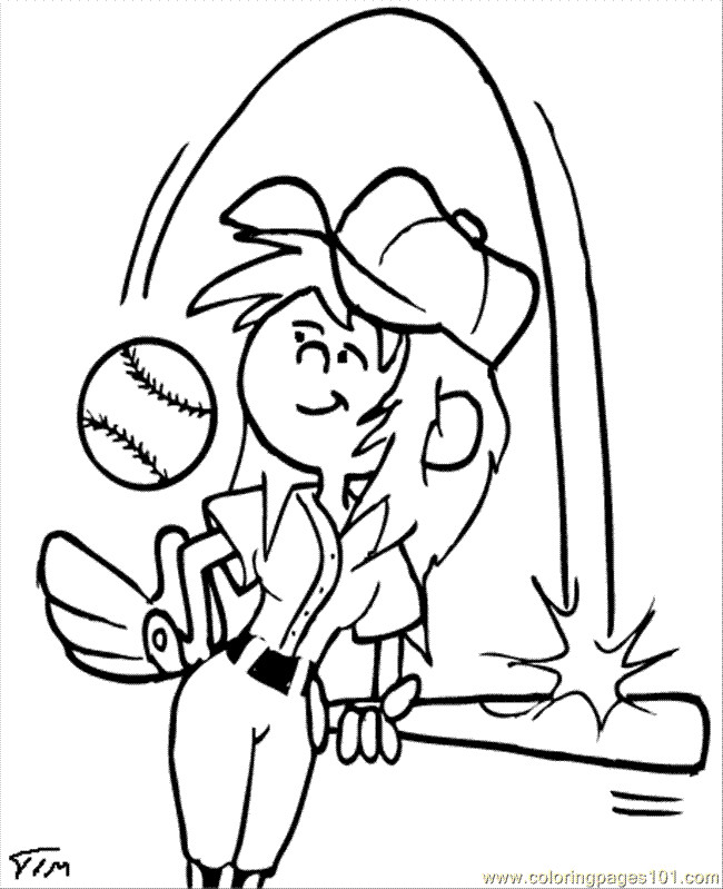 Sports Coloring Pages For Girls
 Coloring Pages Softball Girl Sports Baseball Free