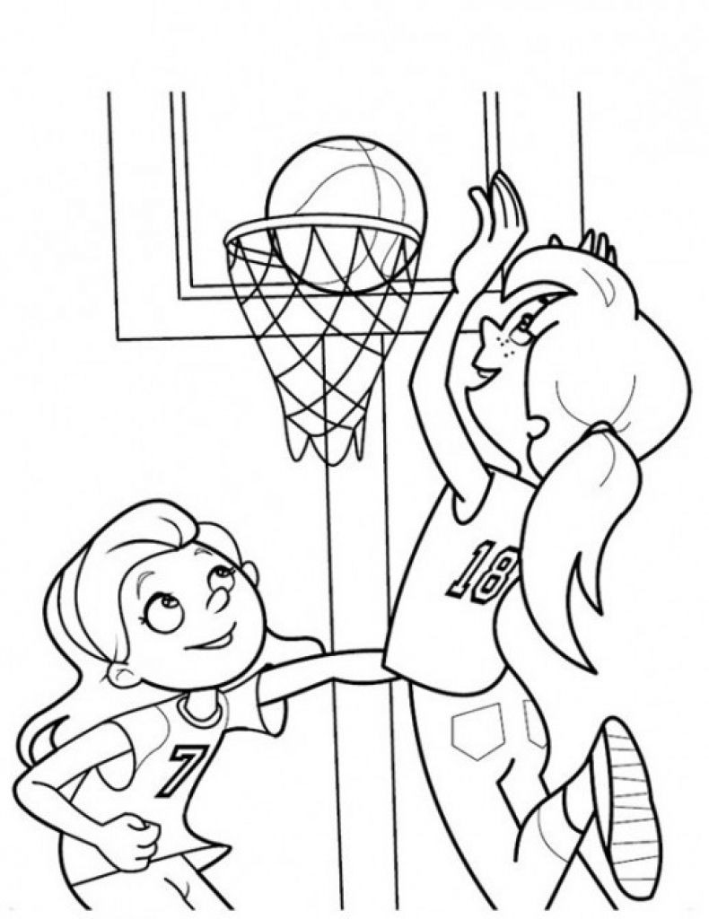 Sports Coloring Pages For Girls
 Girls Playing Basketball Coloring Page