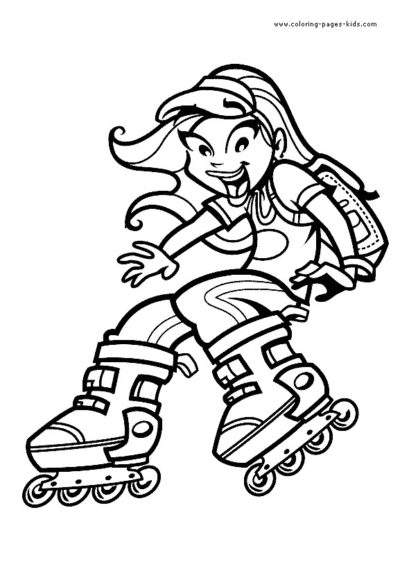 Sports Coloring Pages For Girls
 RollerBlade Girl Sports Coloring pages for GIRLS Free
