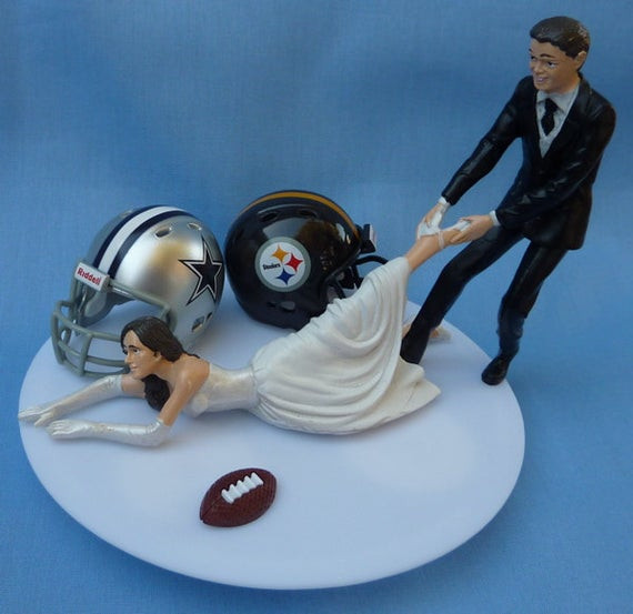 Sports Wedding Cake Toppers
 Wedding Cake Topper House Divided Football Team Rivalry Themed
