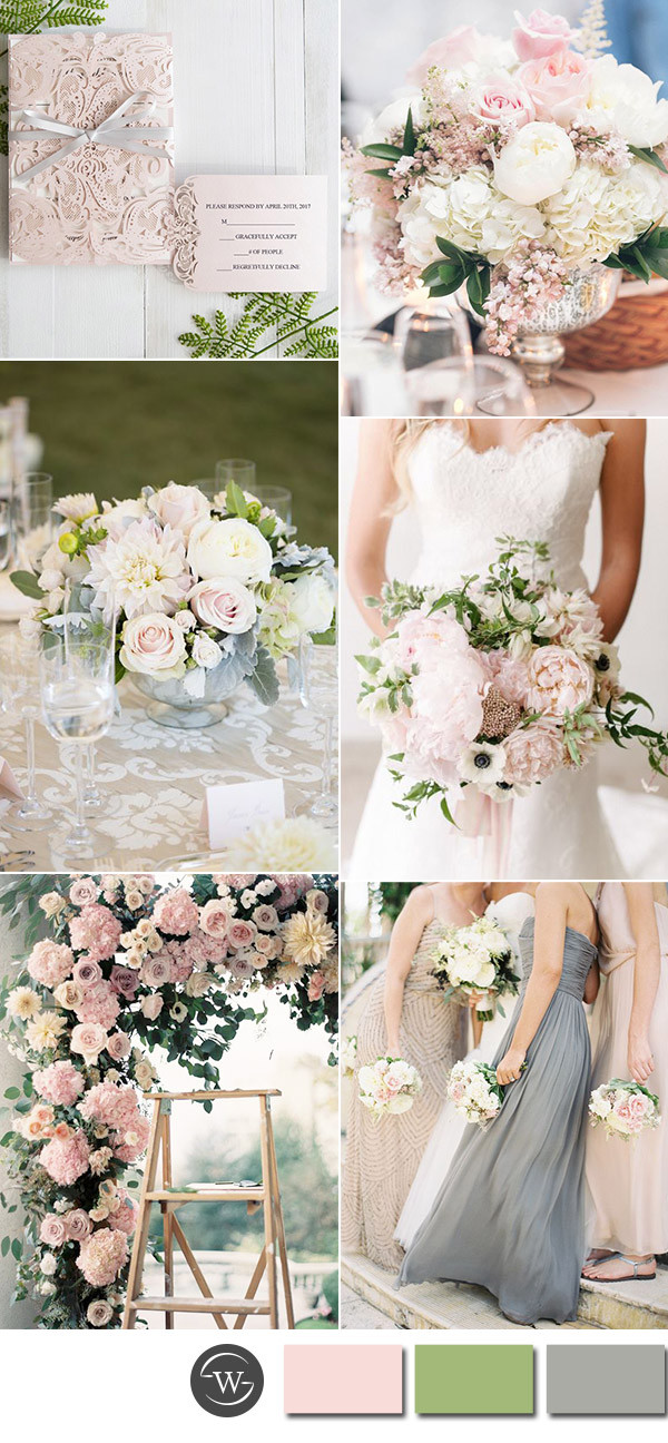 Spring Wedding Color Schemes
 Six Beautiful Pink and Grey Wedding Color bos with