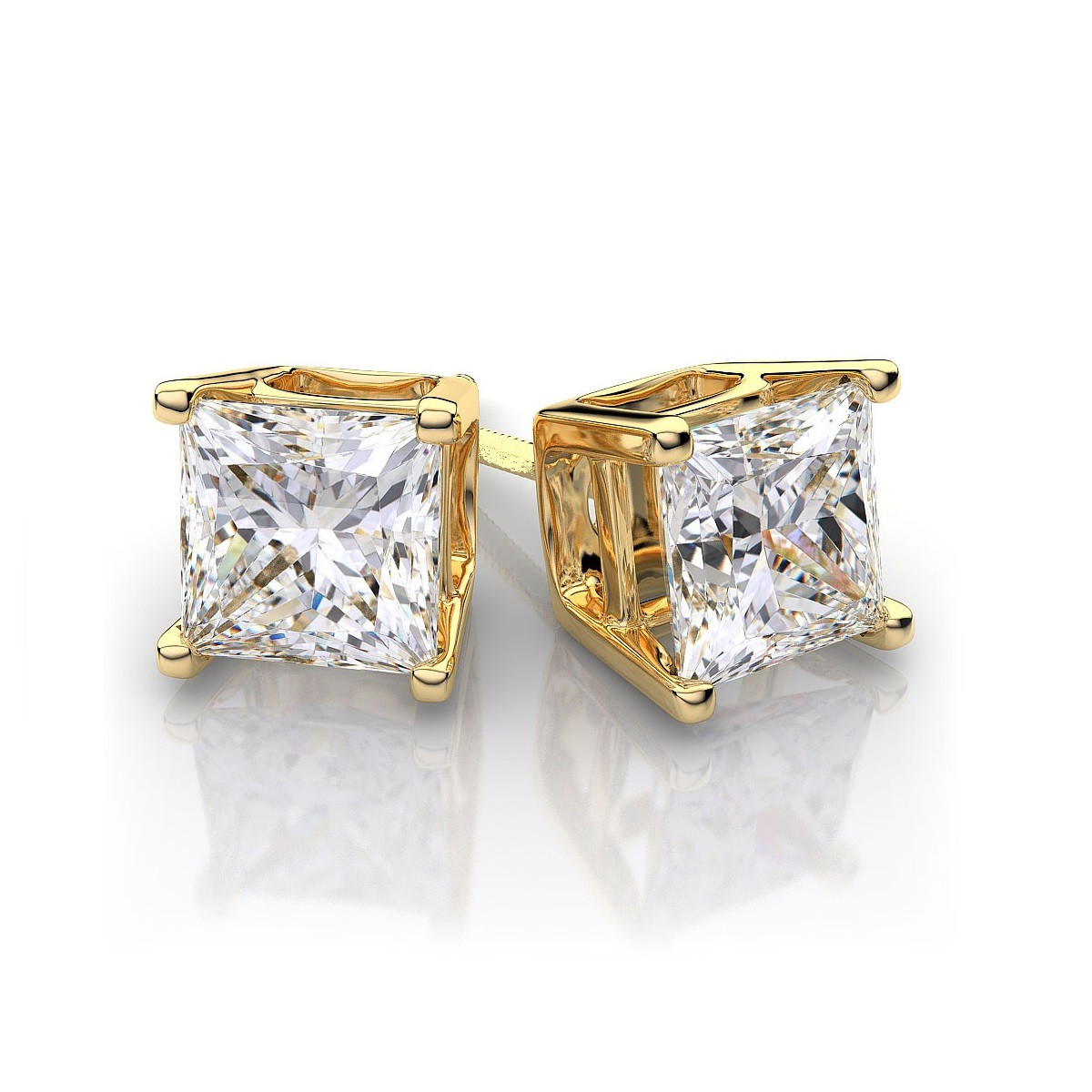 Square Diamond Earrings
 9ct Gold Square Swarovski Stud Earrings Diamond Affair