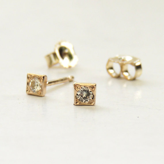 Square Diamond Earrings
 Diamond Stud Earrings Square earrings geometric earrings