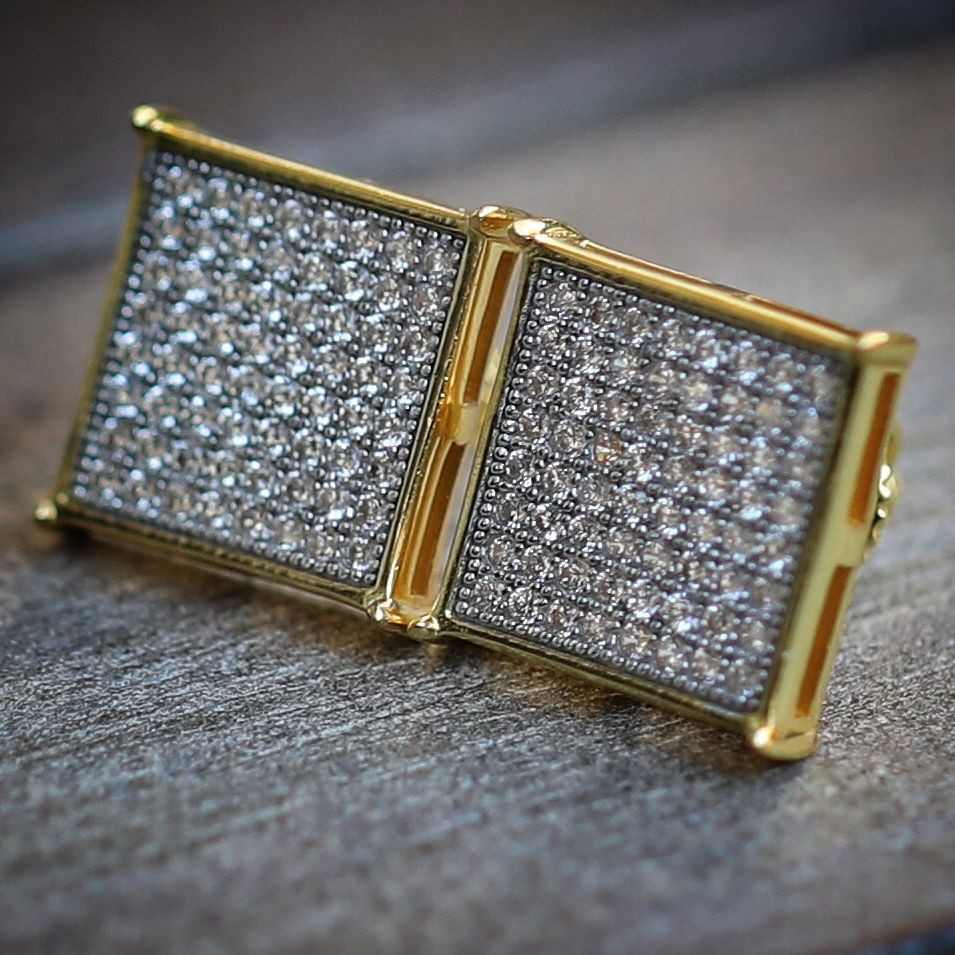 Square Diamond Earrings
 Men s Square 14k Gold Sterling Silver Lab Diamond