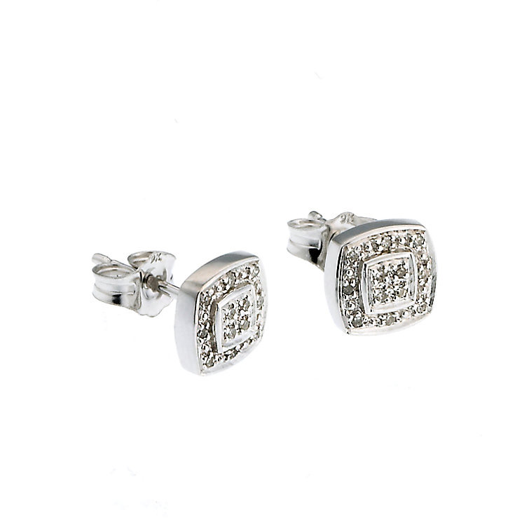 Square Diamond Earrings
 9ct white gold diamond cluster square stud earrings