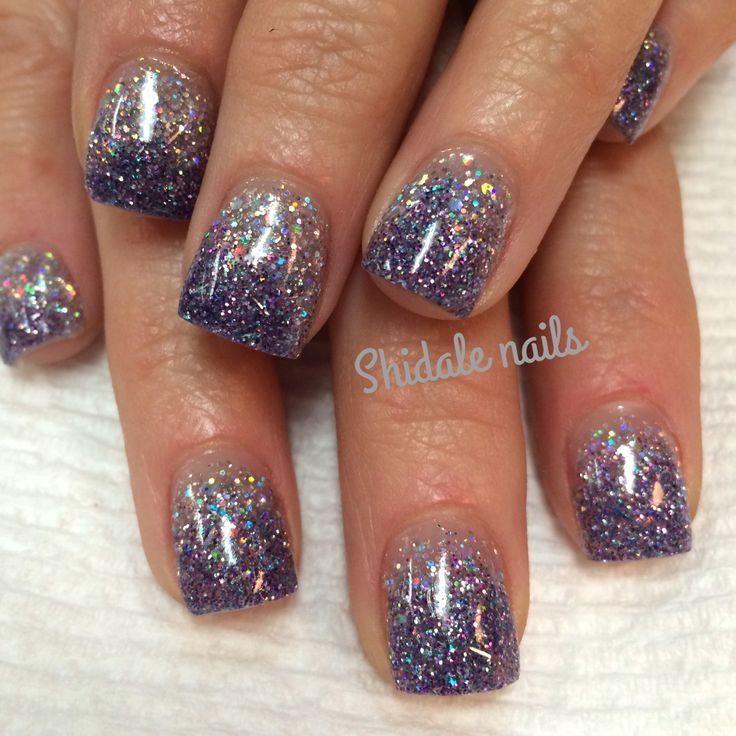 Square Glitter Nails
 Short square acrylics Glitter ombre nails Shidale nails