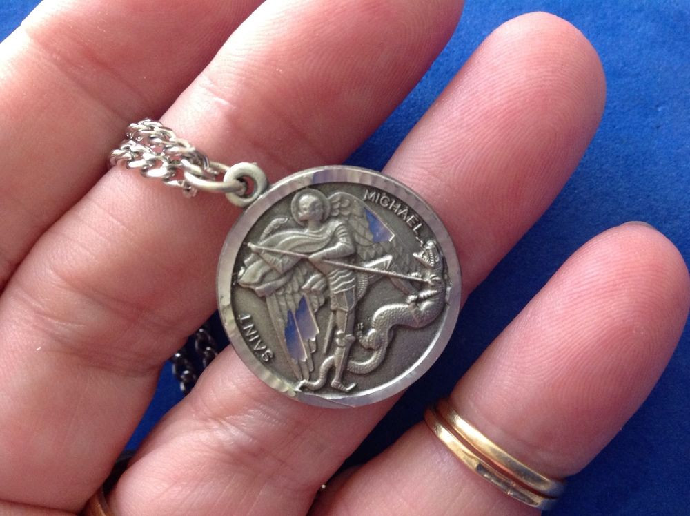 St Michael Necklace
 ARCHANGEL St MICHAEL Saint Medal NECKLACE Pendant Pewter