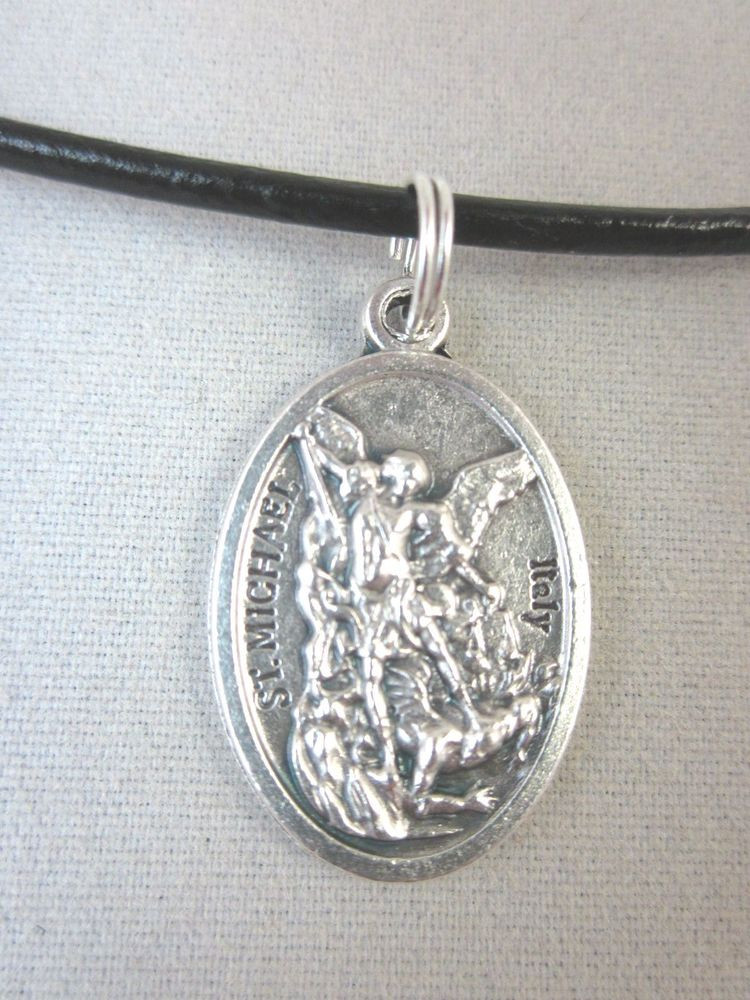 St Michael Necklace
 St Michael the Archangel Medal Italy Pendant Necklace 18