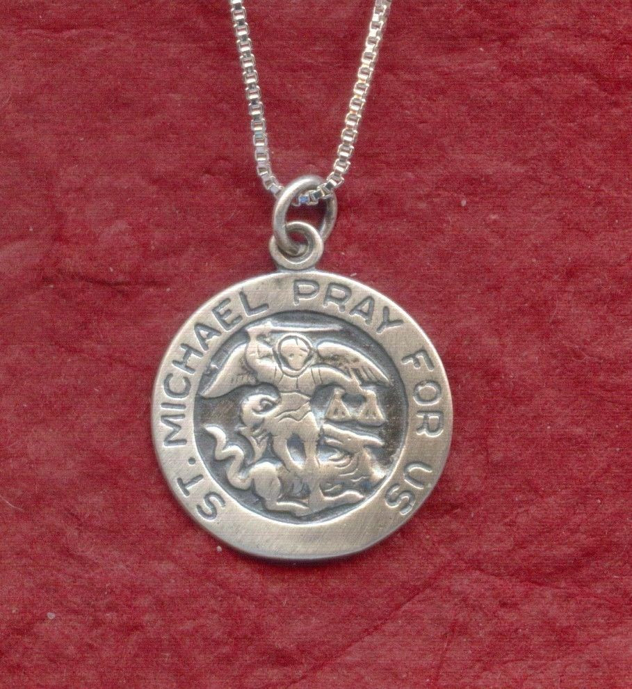 St Michael Necklace
 Sterling Silver St Michael Necklace 925 Charm Pendant n