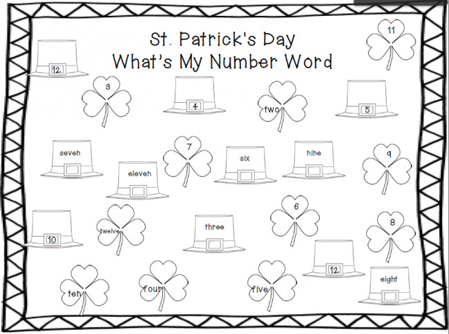 St Patrick Day Activities For Kindergarten
 St Patrick s Day Number Word Roll and Cover Free