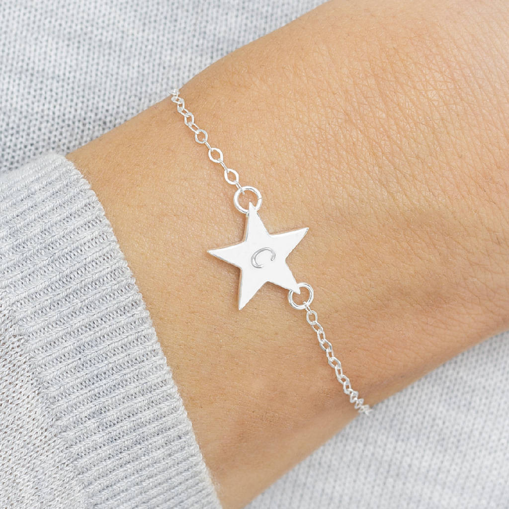 Star Anklet
 personalised sterling silver star bracelet by bloom
