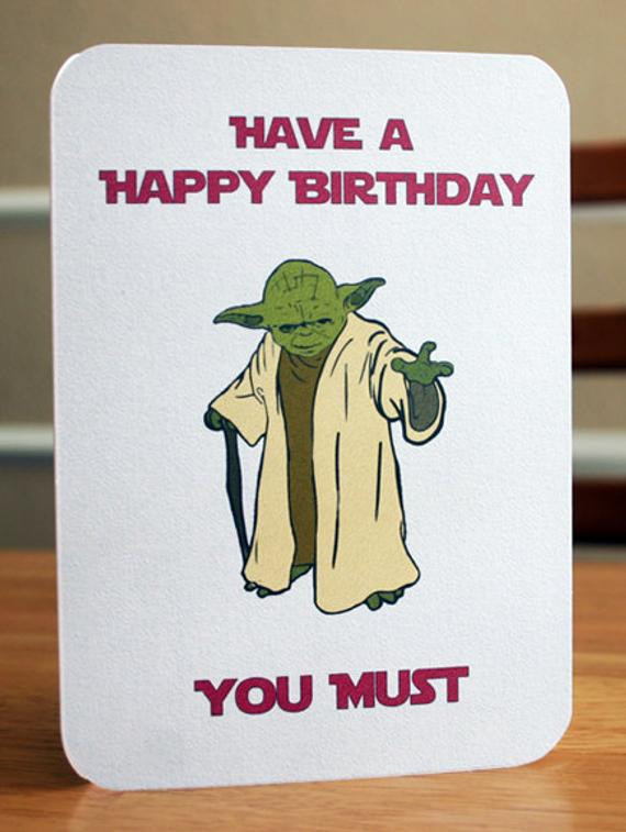 Star Wars Birthday Card
 Star Wars Printable Birthday Card Yoda Card by