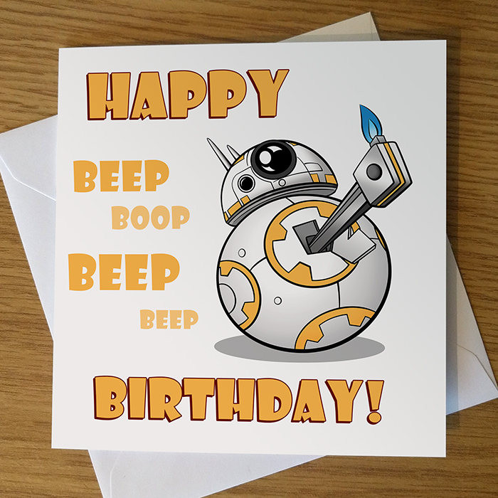 Star Wars Birthday Card
 BB 8 Birthday Card BB8 greeting card Star Wars greeting