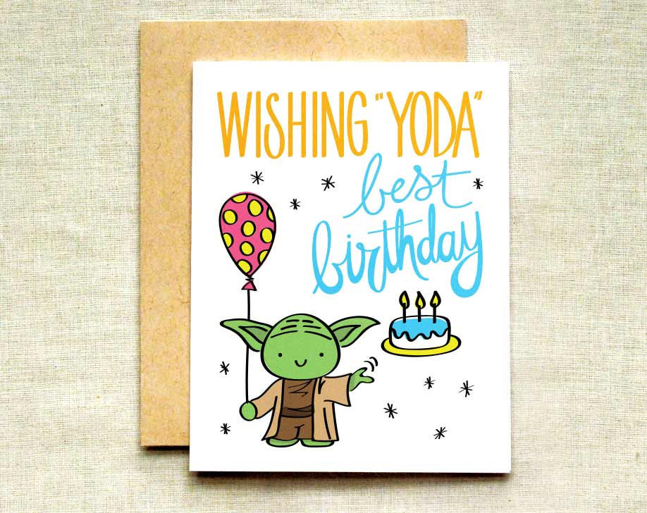 Star Wars Birthday Card
 Yoda Birthday Card Star Wars Birthday Card Happy Birthday