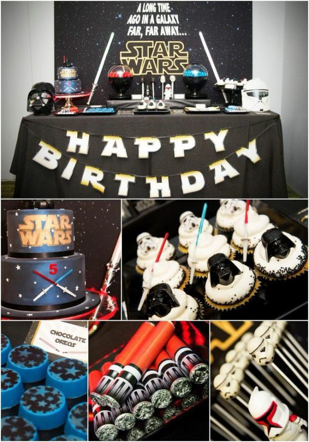 Star Wars Birthday Party Decorations
 A Good vs Evil Star Wars Dessert Table Spaceships and