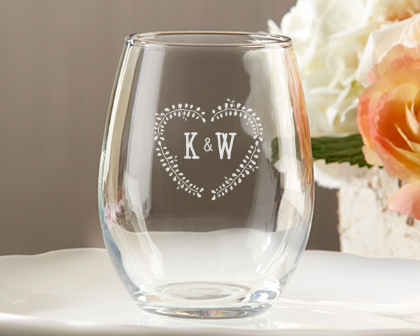Stemless Wine Glasses Wedding Favors
 Personalized Stemless Wine Glasses Rustic Wedding Theme