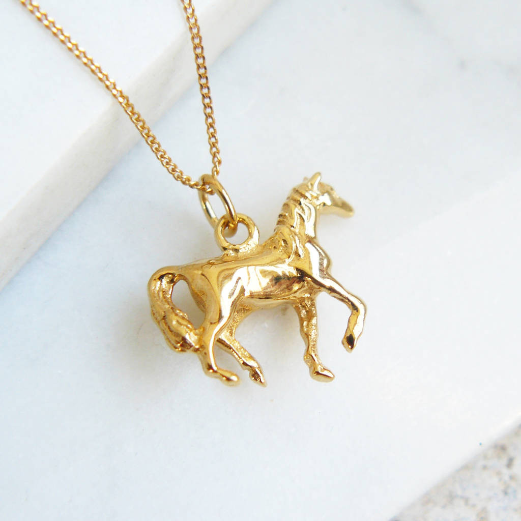 Sterling Silver Horse Necklace
 sterling silver horse charm necklace by lime tree design
