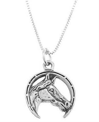 Sterling Silver Horse Necklace
 STERLING SILVER HORSE HEAD INSIDE THE HORSESHOE CHARM WITH