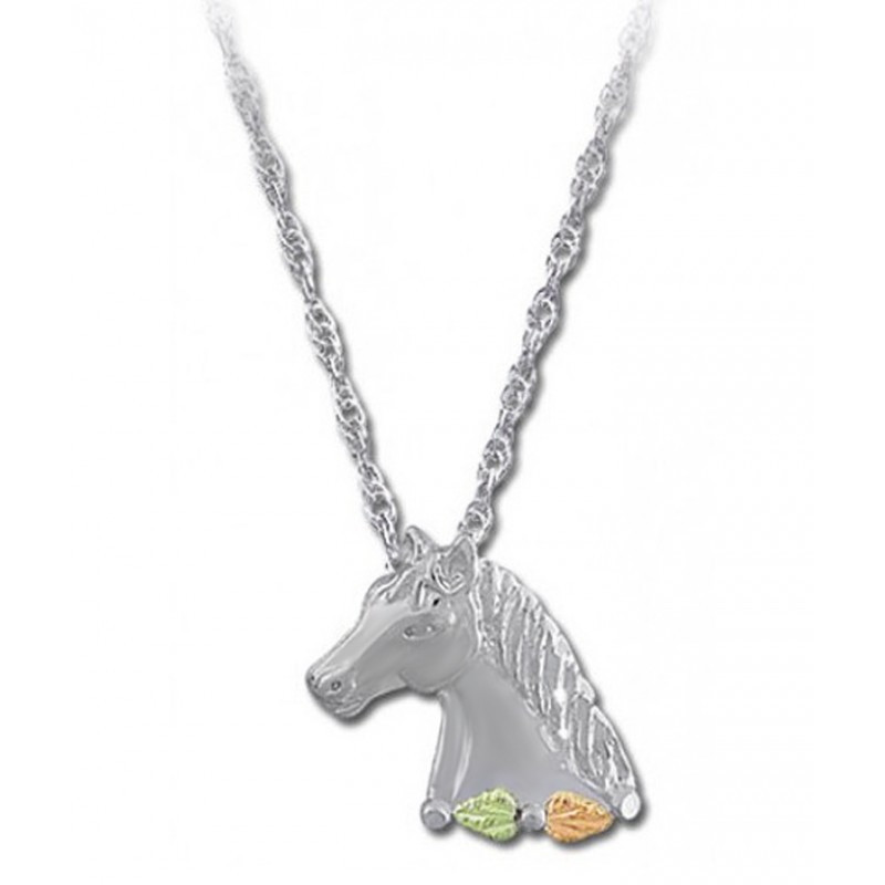 Sterling Silver Horse Necklace
 Black Hills Gold Sterling Silver Horse Head Pendant
