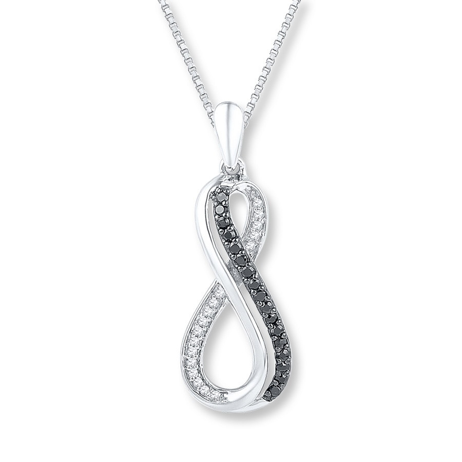 Sterling Silver Infinity Necklace
 Black White Diamond Infinity Necklace 1 6 ct tw Sterling