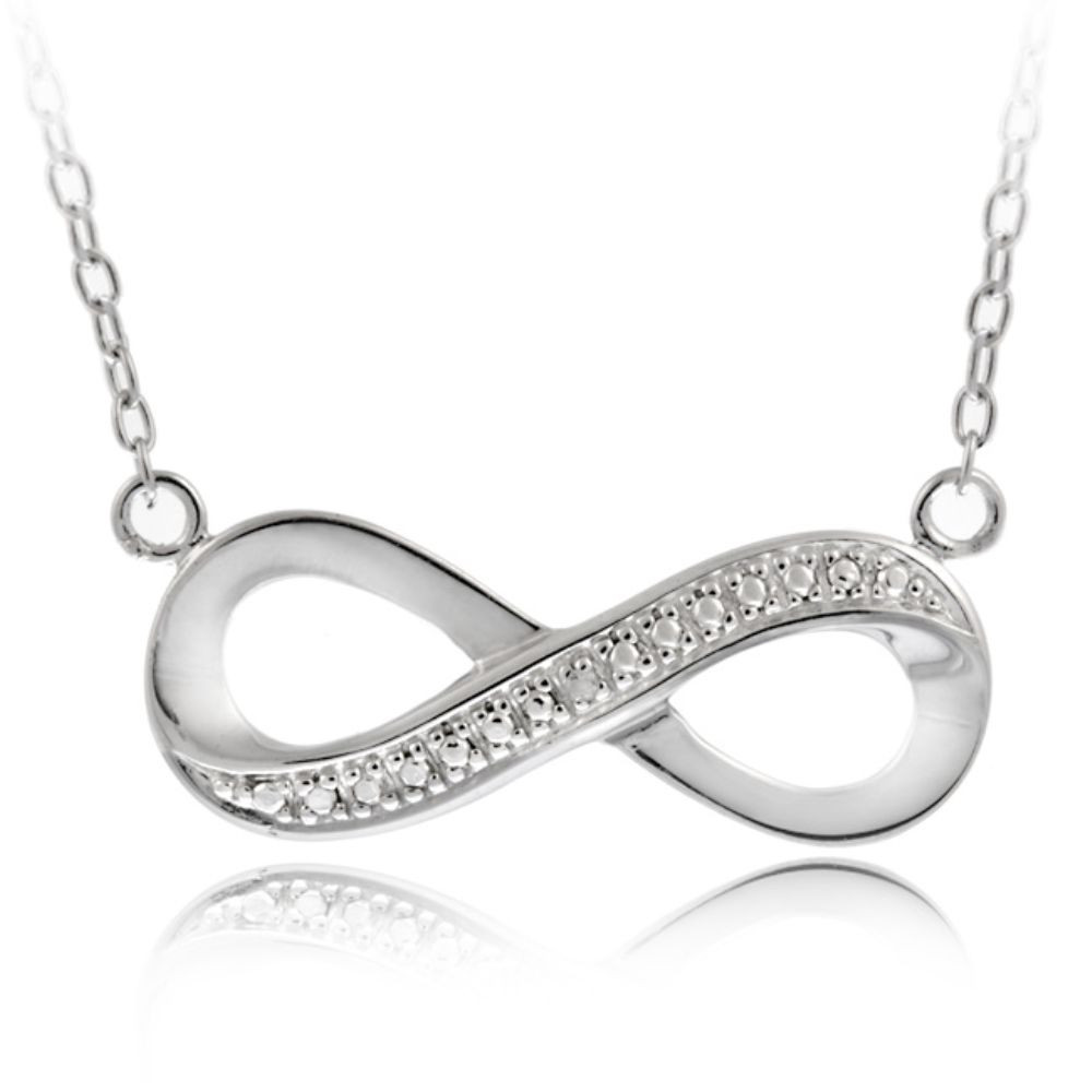 Sterling Silver Infinity Necklace
 925 Sterling Silver Diamond Accent Infinity Necklace