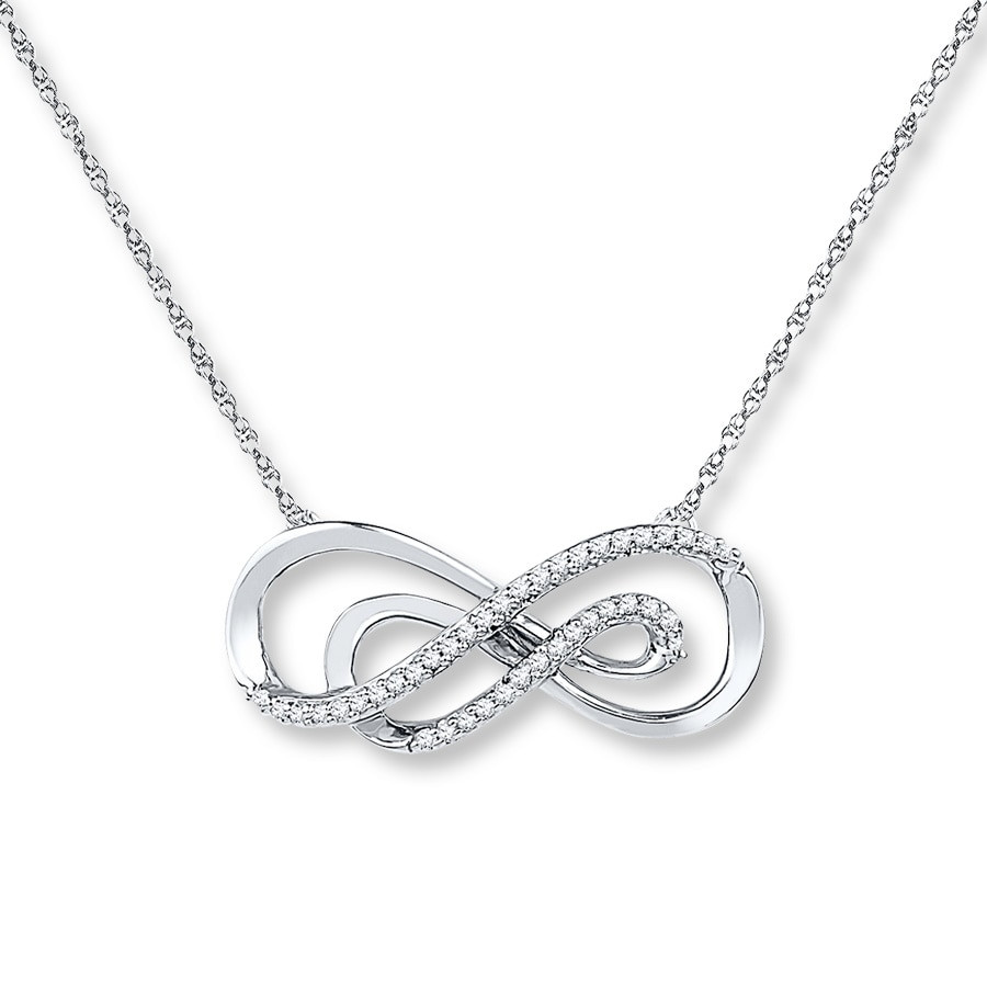Sterling Silver Infinity Necklace
 Double Infinity Necklace 1 8 ct tw Diamonds Sterling
