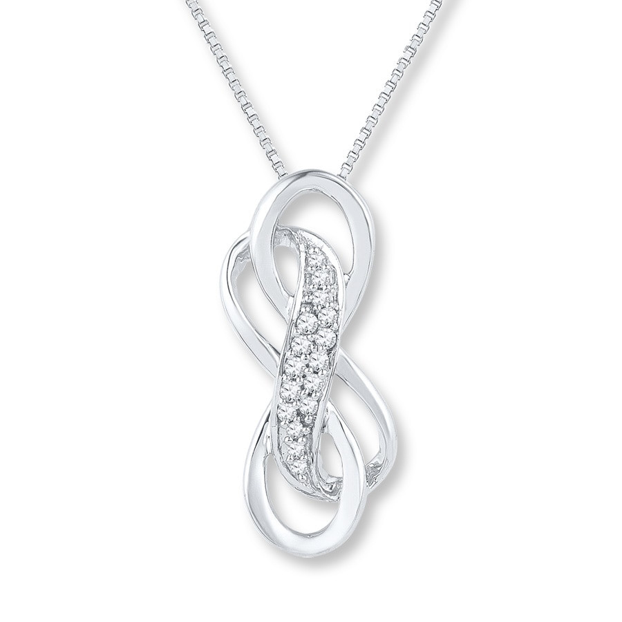 Sterling Silver Infinity Necklace
 Double Infinity Necklace 1 10 ct tw Diamonds Sterling