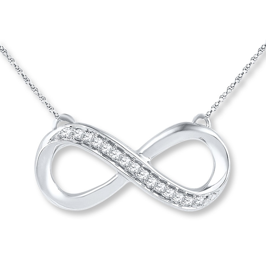 Sterling Silver Infinity Necklace
 Diamond Infinity Necklace 1 10 ct tw Round cut Sterling
