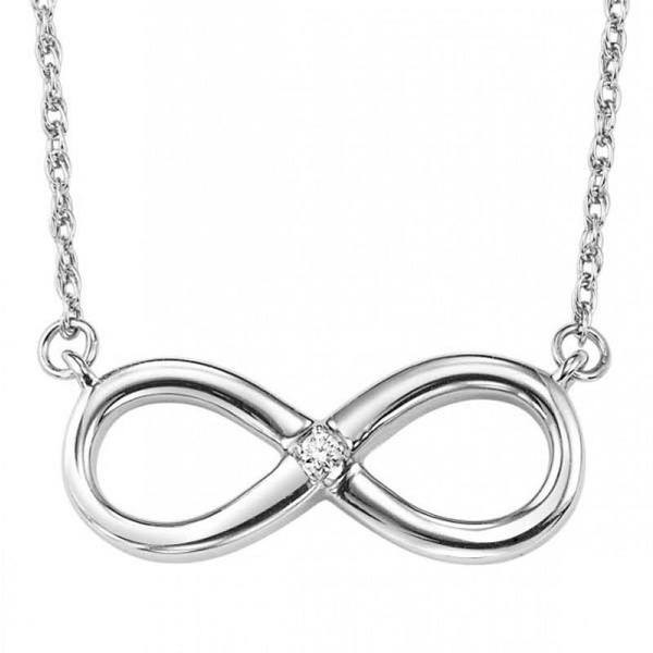 Sterling Silver Infinity Necklace
 Sterling silver infinity necklace with 01ct accent round