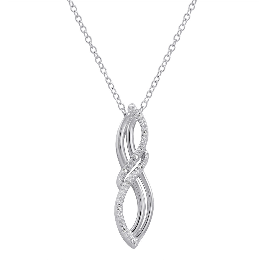 Sterling Silver Infinity Necklace
 Sterling Silver Natural Diamond Infinity Pendant Necklace