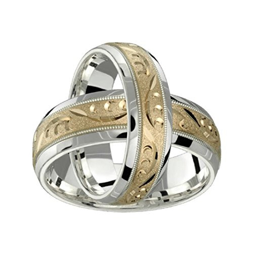 Sterling Silver Wedding Bands For Him
 Alain Raphael 2 Tone Sterling Silver and 10k Yellow Gold 7
