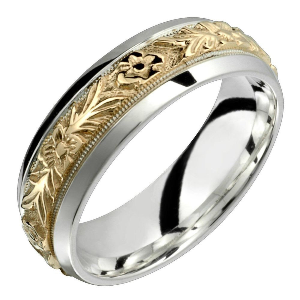 Sterling Silver Wedding Bands For Him
 10k Gold with 925 Sterling Silver Ring 7mm Wide