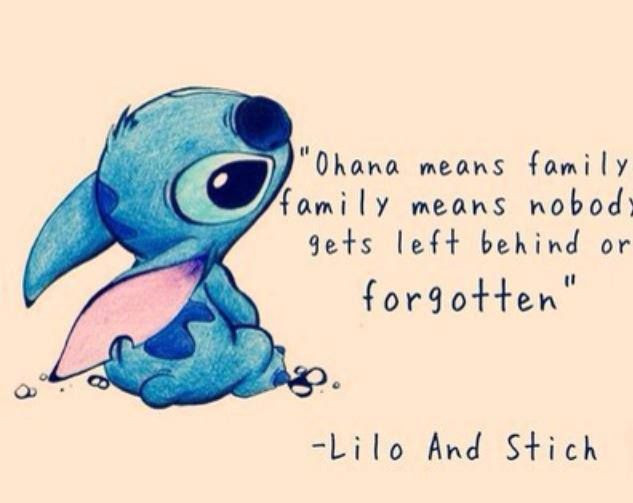 Stitch Family Quote
 Favorie Quote "Ohana means family and family means no