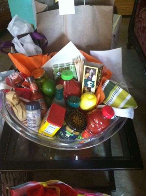 Stock The Bar Gift Basket Ideas
 Bloody Mary Gift Basket for "Stock the Bar" Party