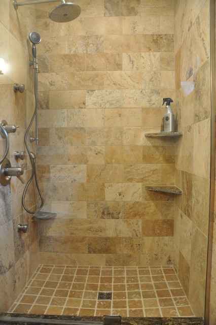 Stone Bathroom Showers
 Tuscan Wave Stone Shower Eclectic Bathroom