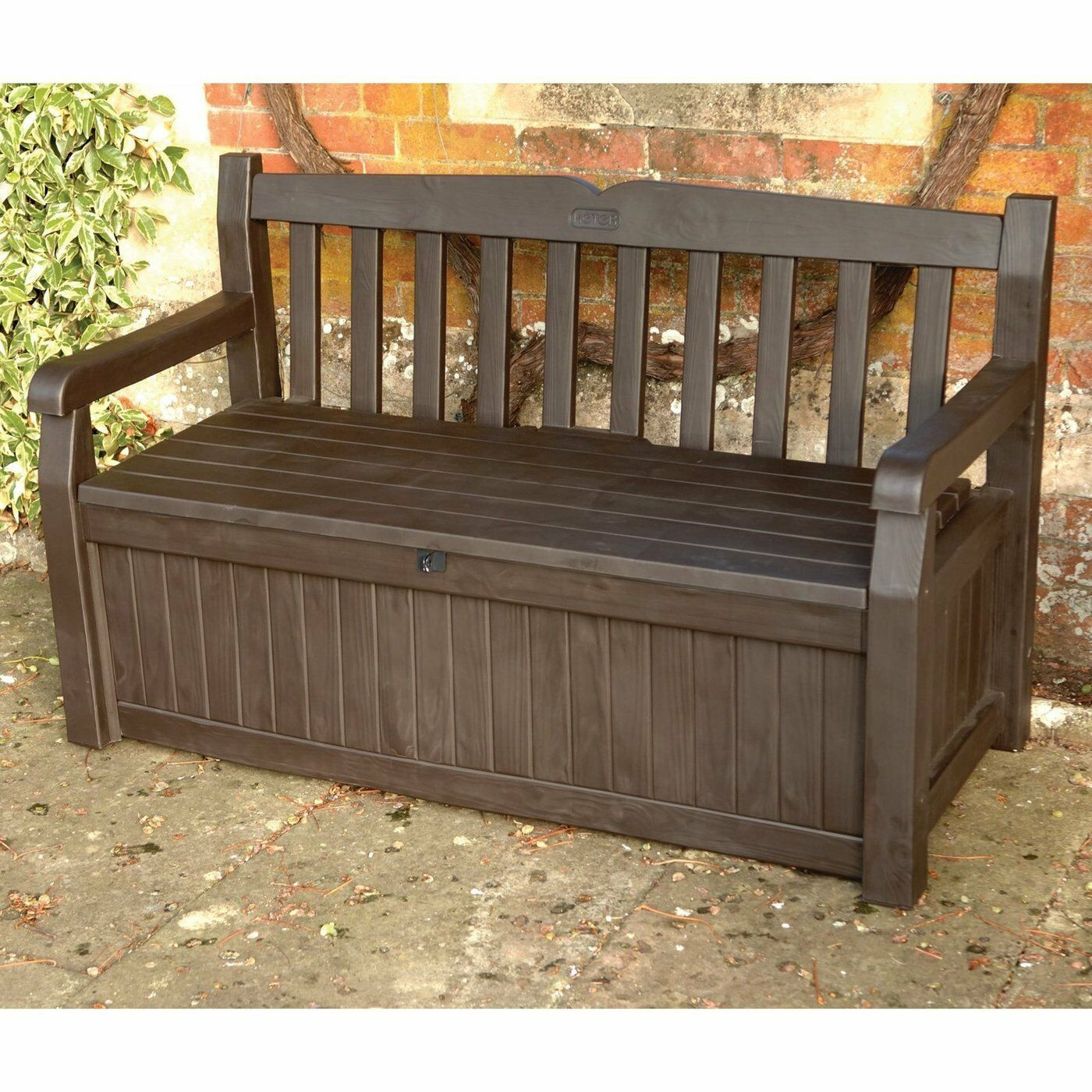 Storage Bench For Outside
 Outdoor Storage Bench Box Patio Deck Brown Pool Garden