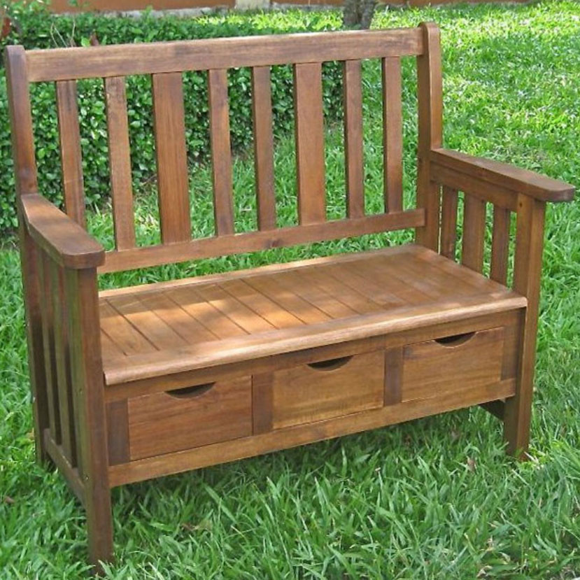 Storage Bench For Outside
 Three Drawer Outdoor Storage Bench in Outdoor Benches