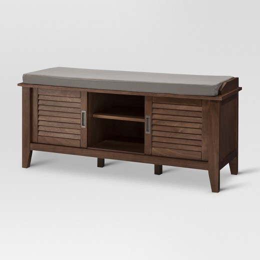 Storage Bench With Doors
 Storage Bench with Slatted Doors Wood Threshold Tar