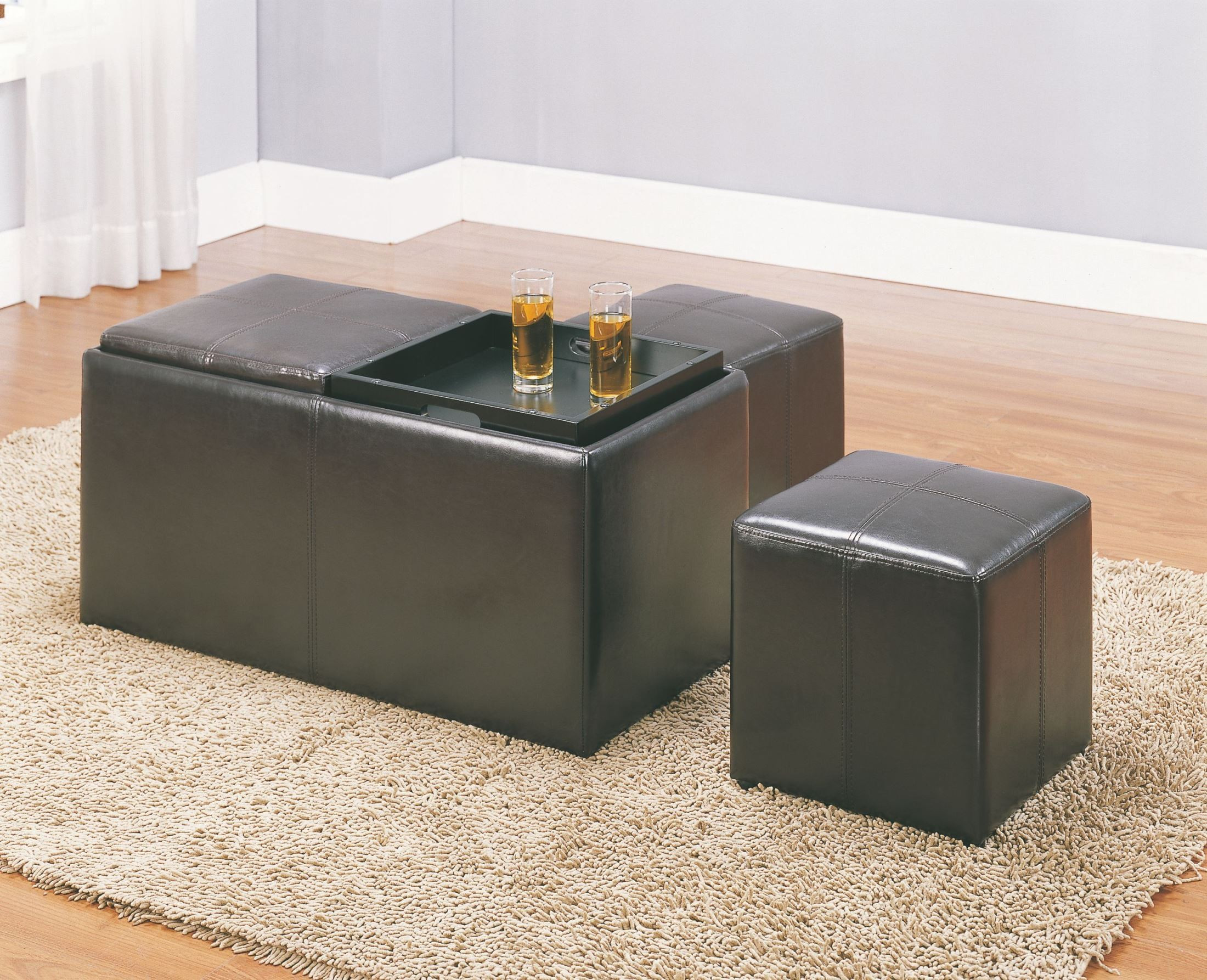 Storage Bench With Tray
 Claire Storage Bench with 2 Ottomans & Trays from