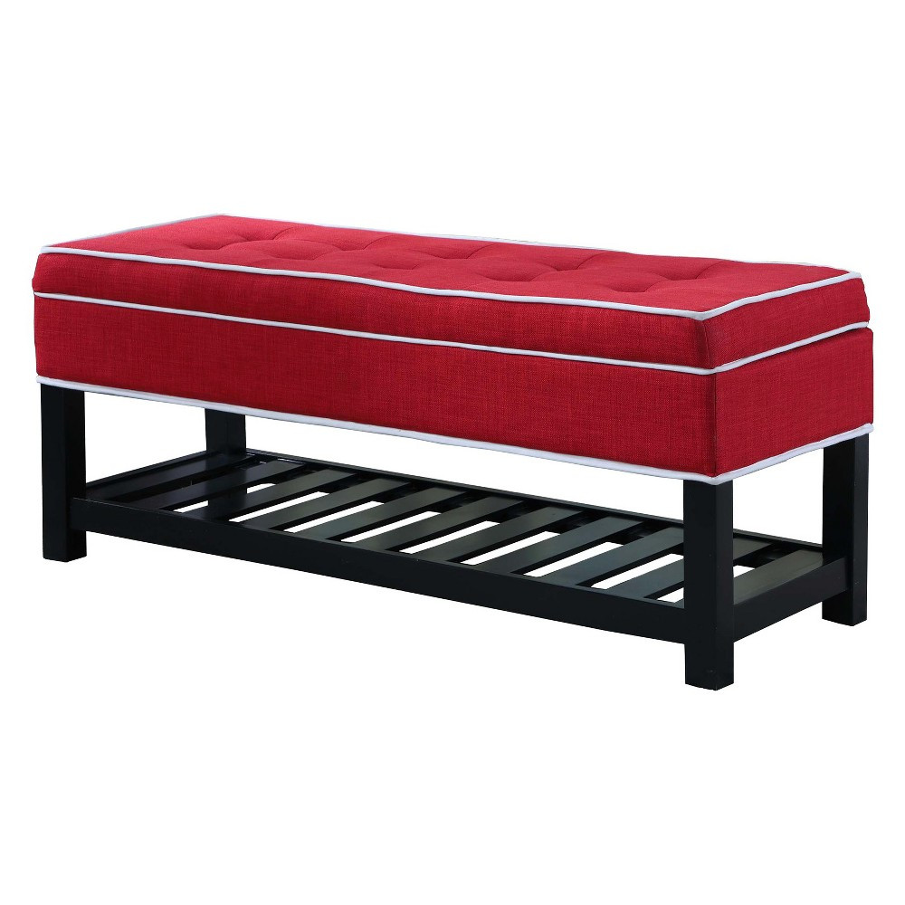 Storage Bench With Tray
 Tufted Storage Bench With Shoe Tray Red Ore International