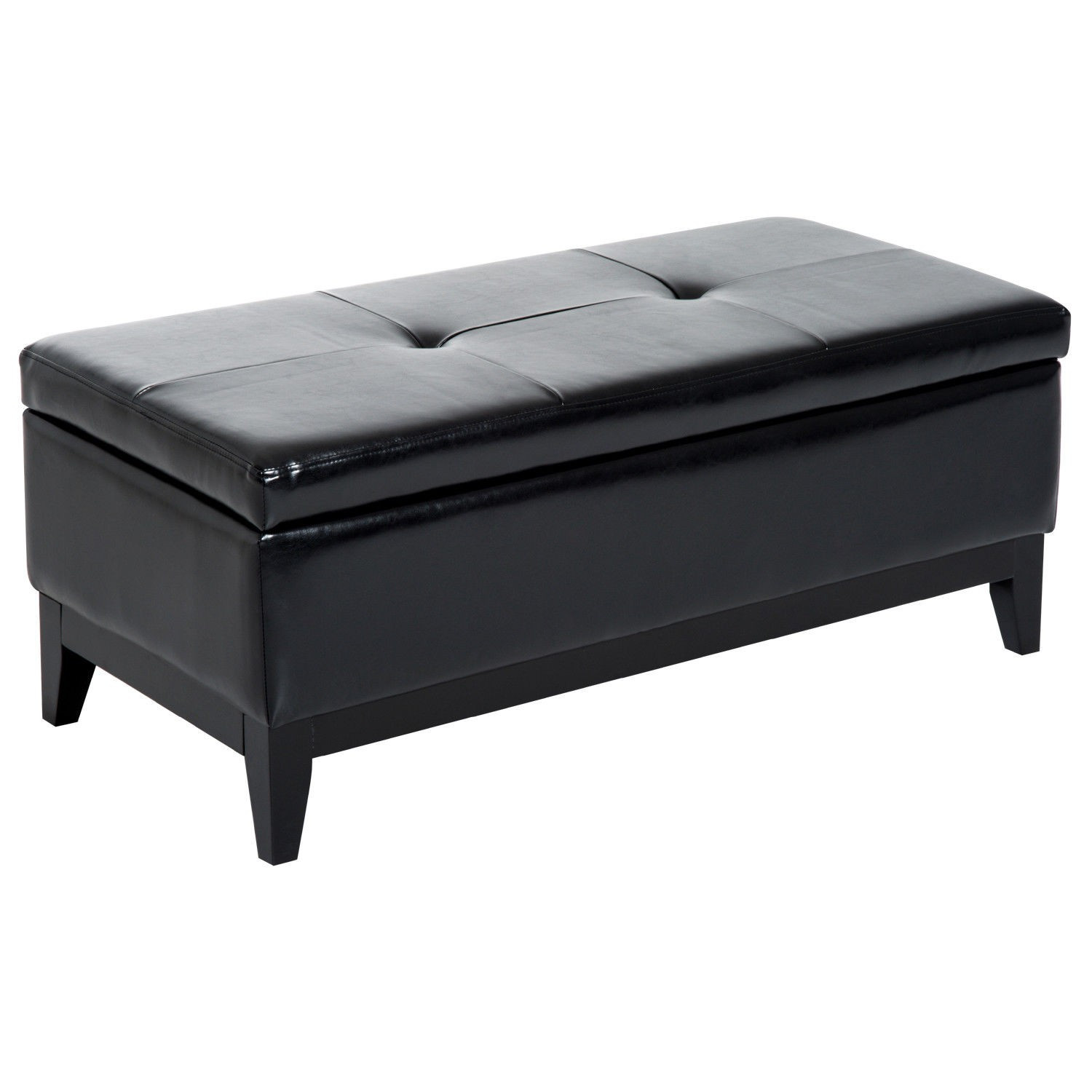 Storage Bench With Tray
 Hom 42” Rectangular Faux Leather Storage Ottoman Bench