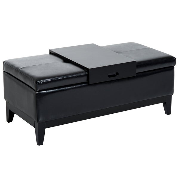 Storage Bench With Tray
 Shop Hom 42" Rectangular Faux Leather Storage Ottoman