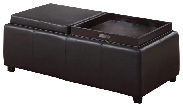 Storage Bench With Tray
 Faux Leather Storage Ottoman with Double Reversible tray