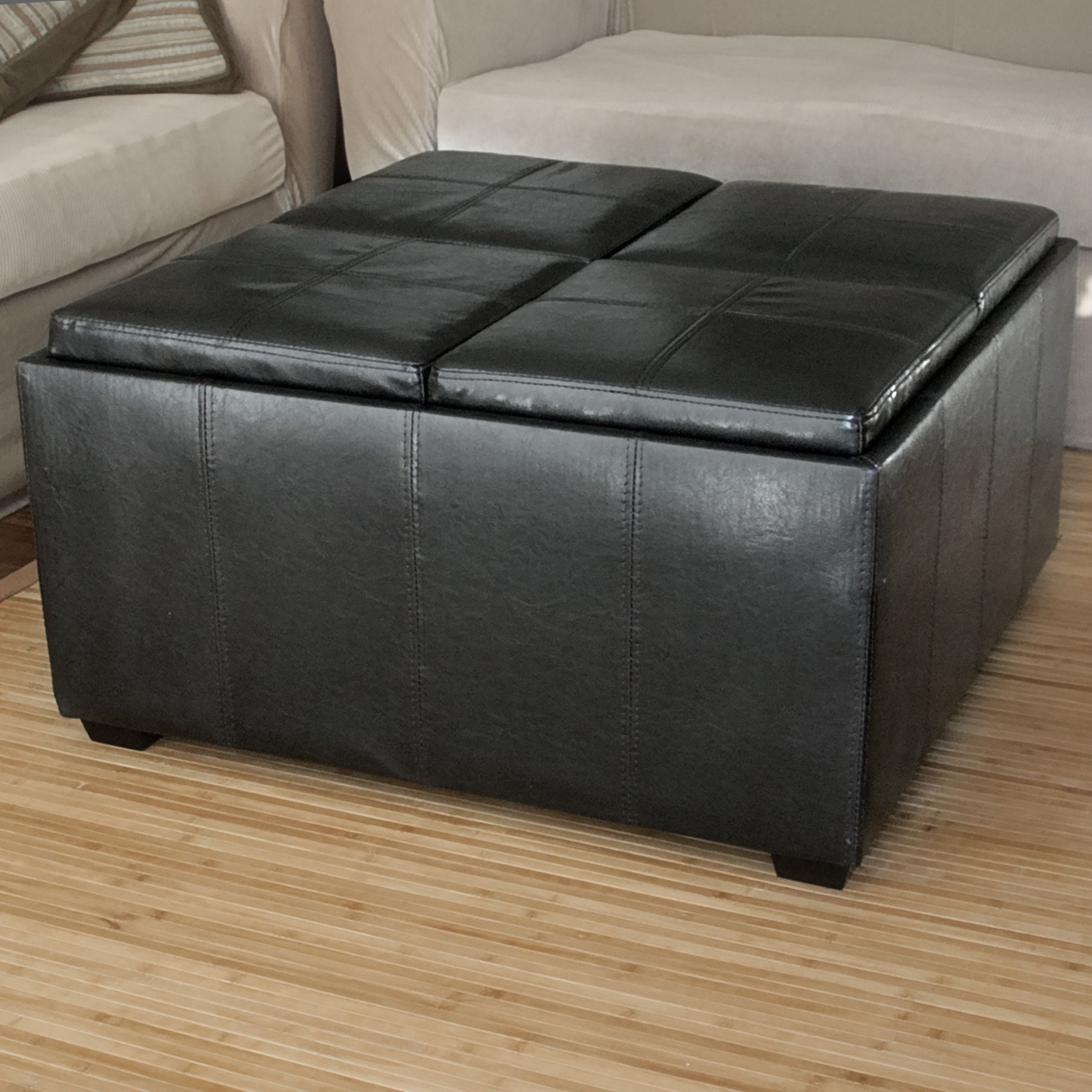 Storage Bench With Tray
 Leather Ottoman With 4 Tray Tops Storage Bench Coffee