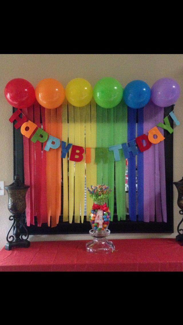 Streamer Decoration Ideas For Birthday Party
 Rainbow birthday decorations Streamers and balloons