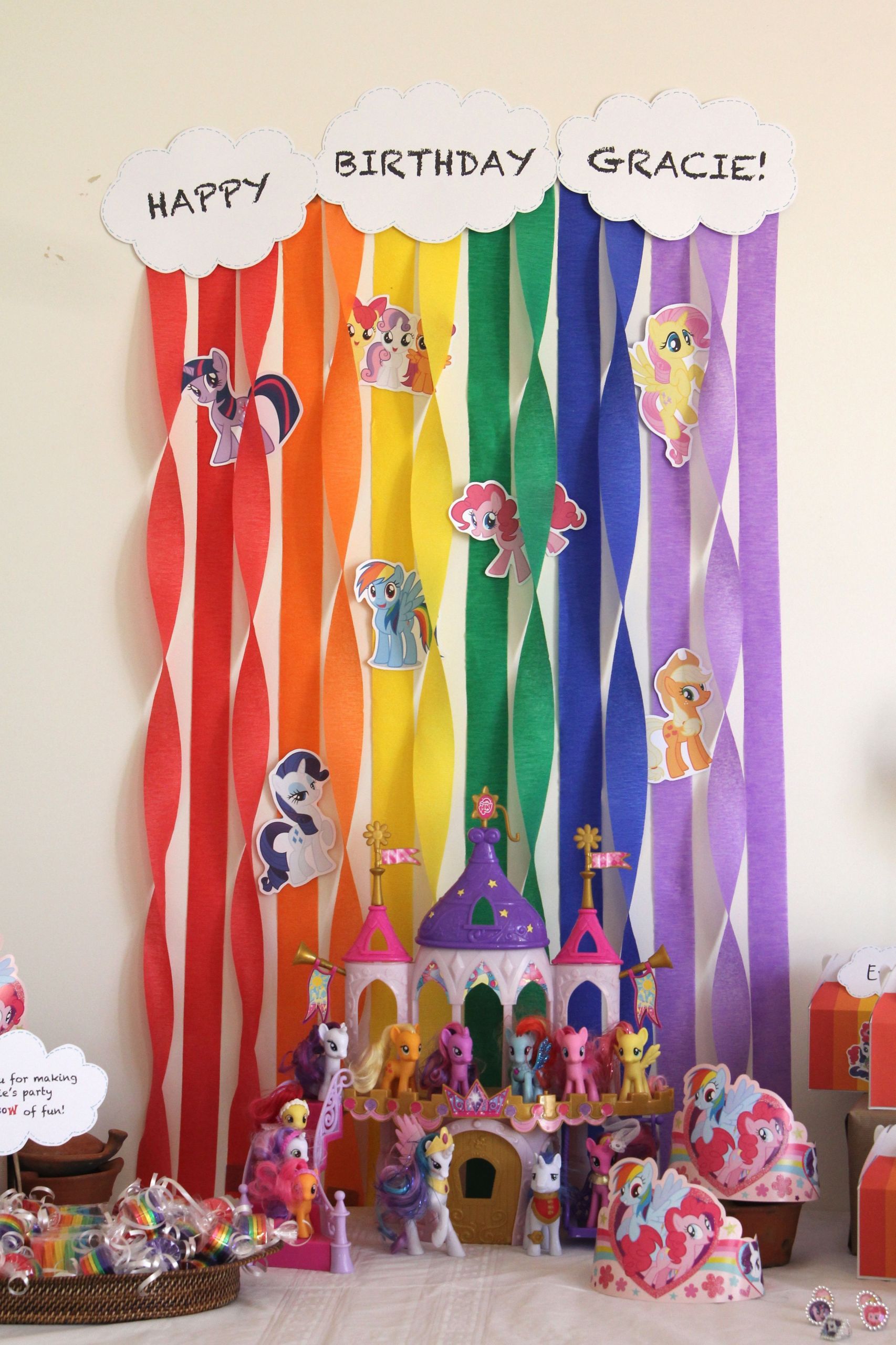 Streamer Decoration Ideas For Birthday Party
 Gracie s My Little Pony Rainbow Birthday Party streamer