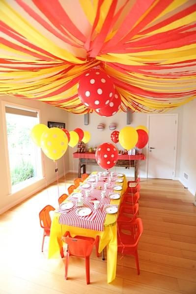 Streamer Decoration Ideas For Birthday Party
 Crepe paper streamers make the perfect "big top" ceiling